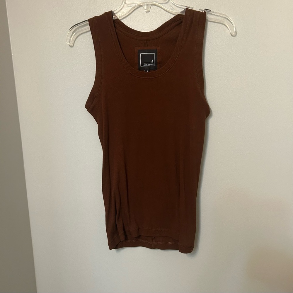 Lily & Lottie Women's Small Brown Ribbed Tank top NWOT Stretchy fitted